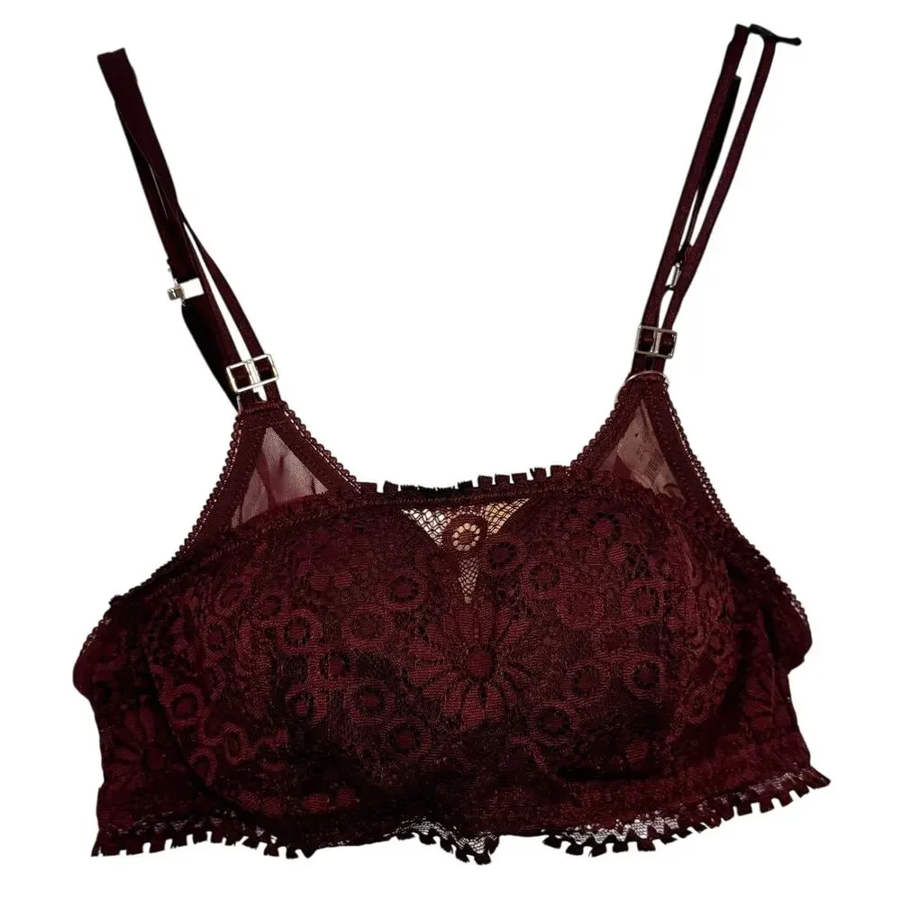 Brand New Aerie Real Power Wireless Push up Joy Lace Bra Women's Royal Berry 34A